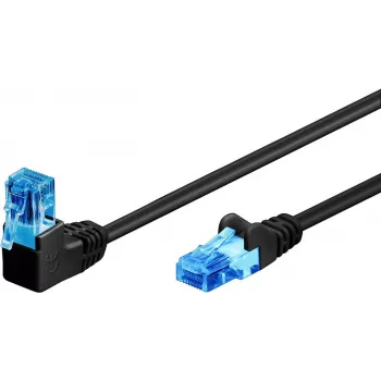 Goobay CAT 6A paigalduskaabel 1x 90° nurgaga, U/UTP, Must, 0,5 m – riiv üleval, CCA vase segu (51528)
