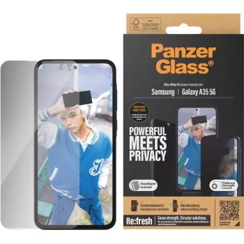 PanzerGlass privaatsusekraani kaitseklaas Ultra-Wide Fit Samsung A35-le koos Easy Aligneriga