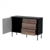 Kummut cama meble CORTINA 1D3S 120x40x81 cm, must/pähklipuu, 3 sahtlit, puitlaastplaat