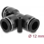 Pneumaatiline T-ühendus DELOCK 12 mm, sisekeere, metallist/plastist korpus, 58 mm, kaks kinnitusava