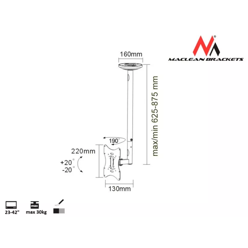 Maclean MC-504A S Reguleeritav laekinnitus 23-42 30kg