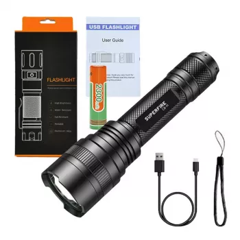 Taskulamp Supfire C8-H — 1200 lm, USB-laetav, 250 m valgusvihk