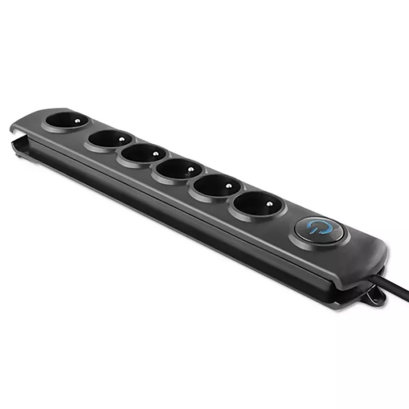 Pingekaitse Qoltec 50112 Must 6 vahelduvvoolu pistikupesa 230V 3m