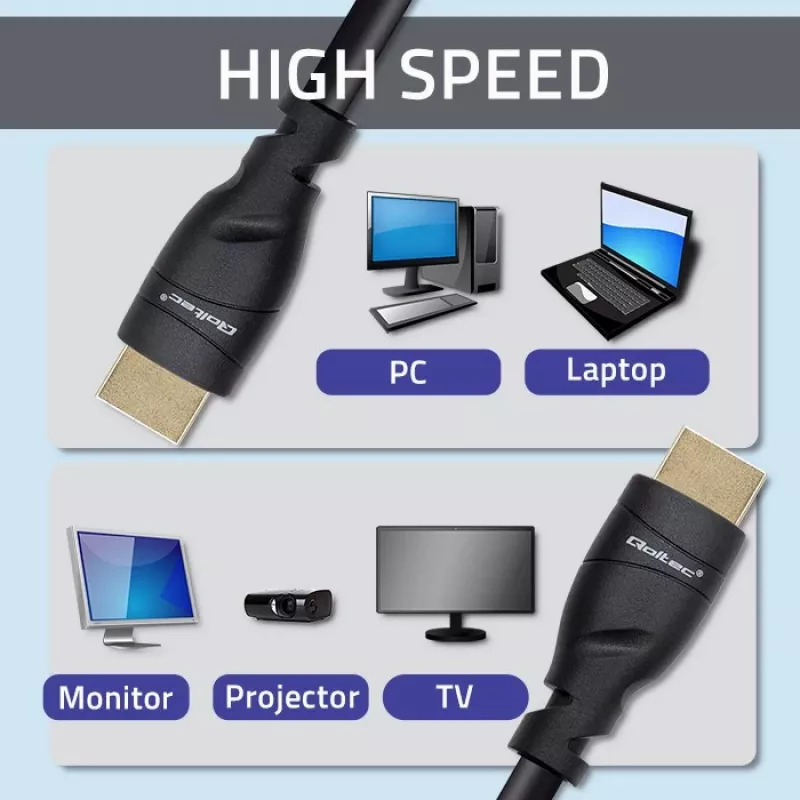 HDMI 2.1 kaabel QOLTEC 5 m — 48 Gbit/s, 8K@60Hz, 26AWG, kullatud pistikutega