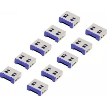 Renkforce USB-pordilukk RF-4695230, 10 tk komplekt, hõbedane-sinine RF-4695230 (RF-4695230)