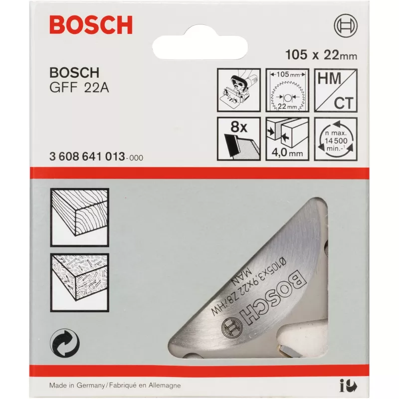 Bosch 3608641013 soonefrees, 105 x 22 mm, 8 hambaga, mudelile GFF 22 A