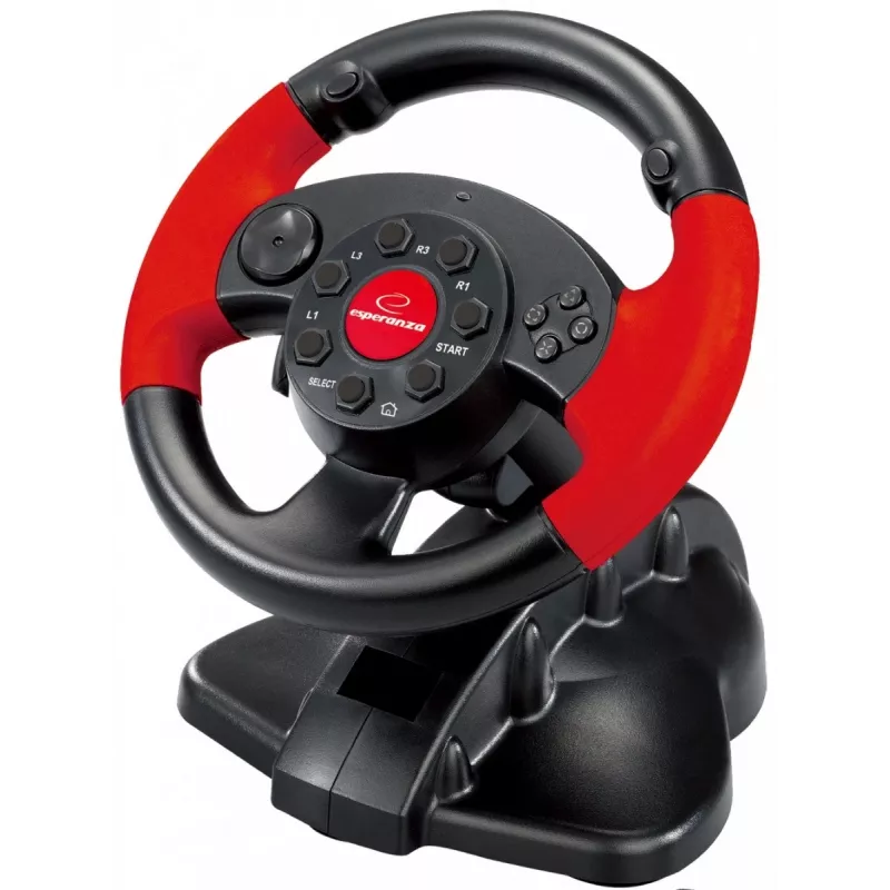 Mängurool ESPERANZA EG103 — PC/PS2/PS3, 13 nuppu, vibratsioon, kiirendusmõõtur, must/punane
