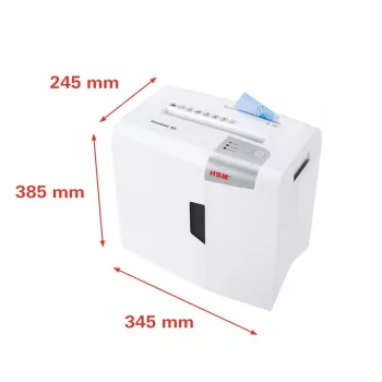 Paberipurustaja HSM X5 osakeste lõikamine P-4, 22 cm töölaius, 4,5 mm osakesed, 5-lehe mahutavus, 18 l konteiner