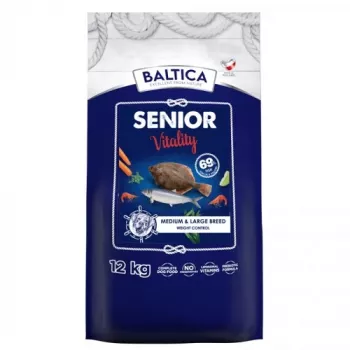 Kuiv koeratoit BALTICA EXCELLENT Senior Vitality M/L 12 kg — kala, 26% valku, 12% rasva, keskmistele/suurtele seeniorkoertele