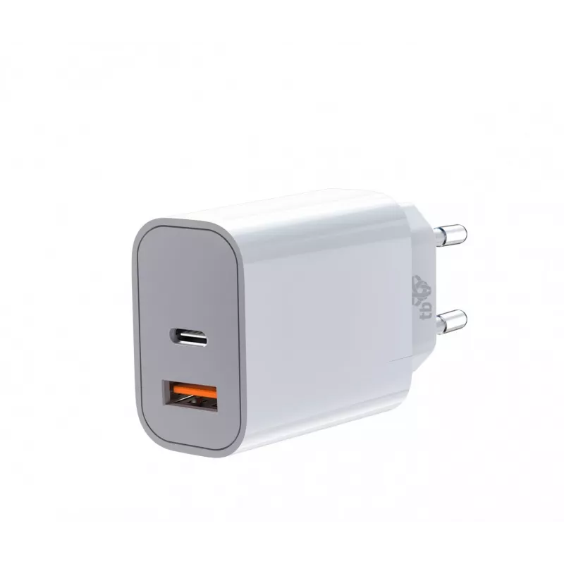 Universal charger 2x3A USB C + USB A Võimsus Delivery Valge