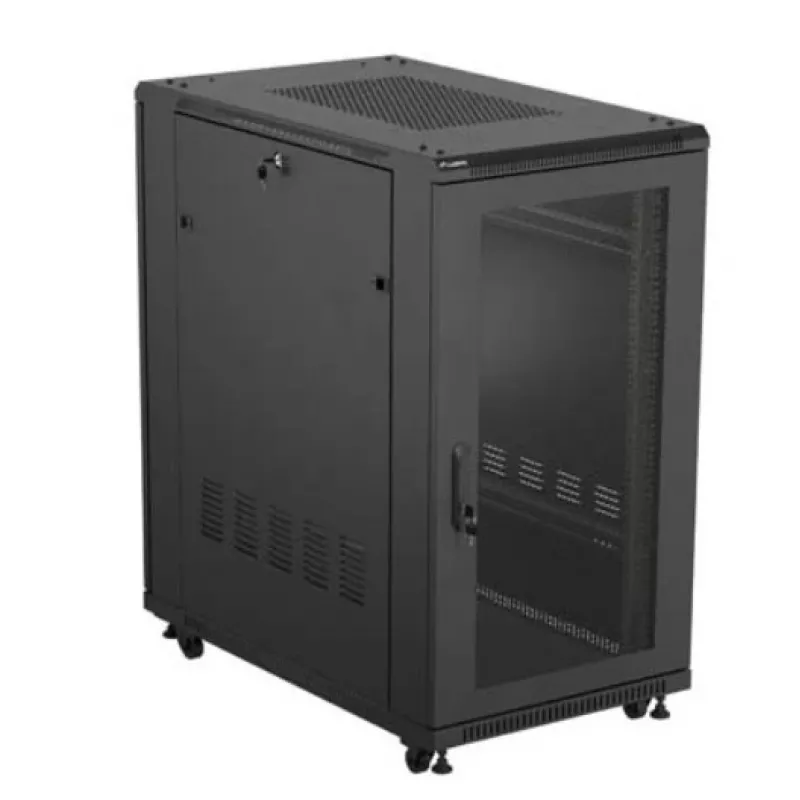 19-tolline riiulikapp LANBERG FF01-6022-23B, 22U, 600×1000 mm, must, perforeeritud uksed