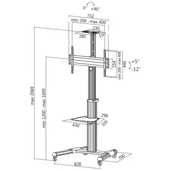 LogiLink BP0025 multimeedia käru/statiiv valge lamepaneel