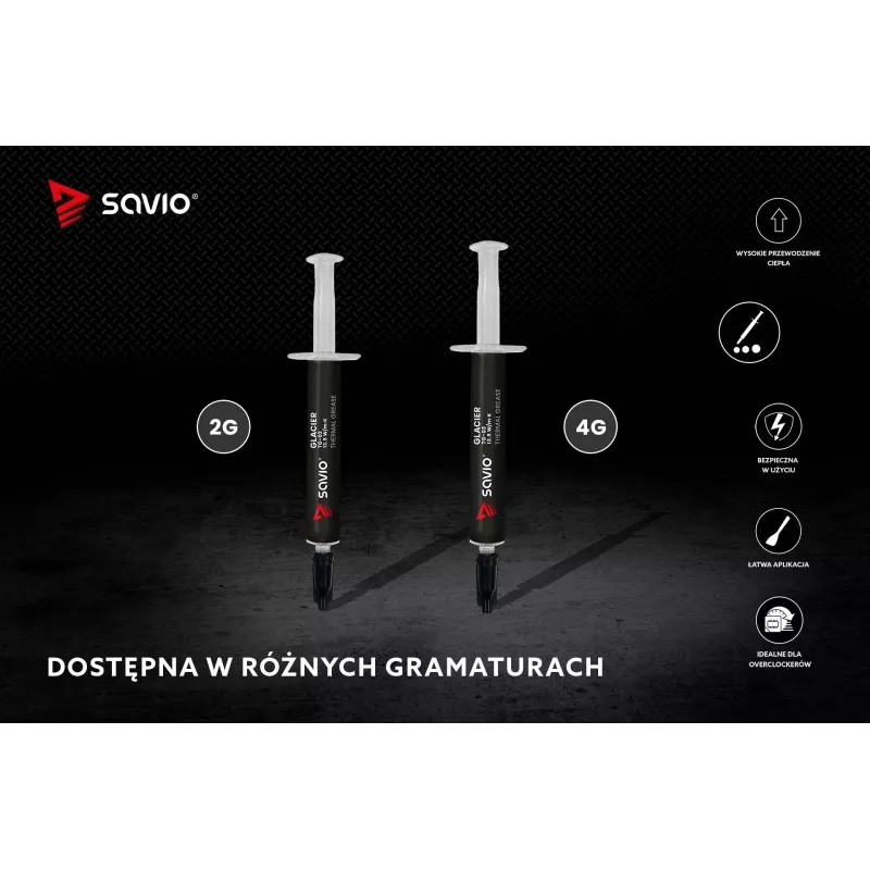 Termopasta SAVIO TG-03 13,5 W/m·K, 2 g — termoliidese segu