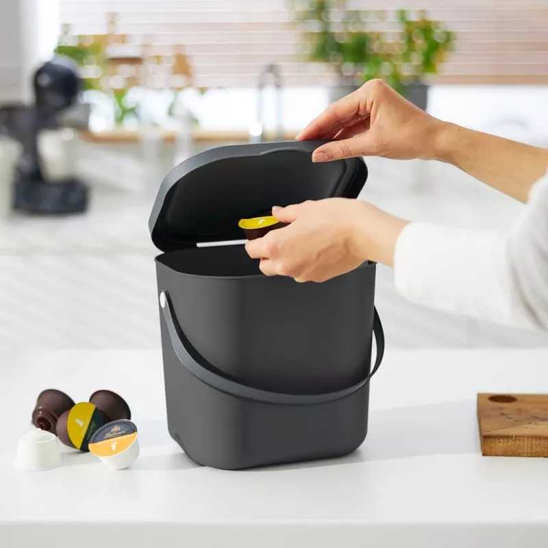 Jäätmemahuti Rotho Albula ristkülikukujuline plastik 6 L, antratsiit, 200×235×208 mm