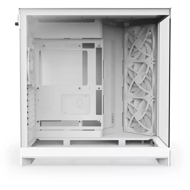 PC-korpus NZXT H9 Flow Midi Torn Valge — ATX/EATX/Micro ATX/Mini-ITX, 3x140mm ees, 1x120mm taga, 2x3.5-tollist ja 6x2.5-tollist pesa, karastatud klaas