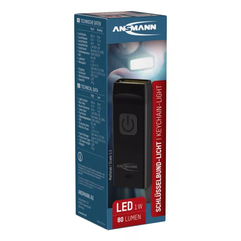 Võtmehoidja taskulamp Ansmann COB LED 80 lm