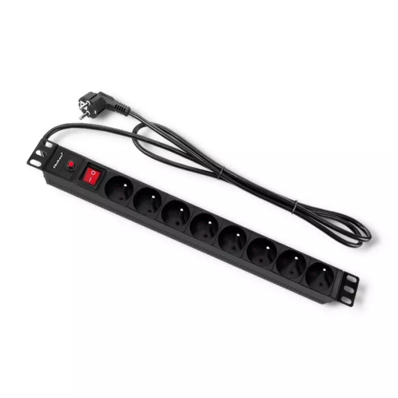 Qoltec 53996 Toitejaotur riiulile 19 inch | 1U | 16A | PDU | 8xFRENCH | 2m