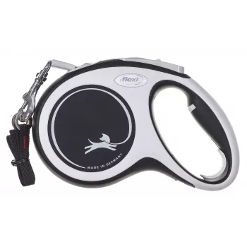 Flexi New Comfort M lint rihm 5 m Must — sissetõmmatav lindirihm, suurus M, max koormus 25 kg, kaal 300 g