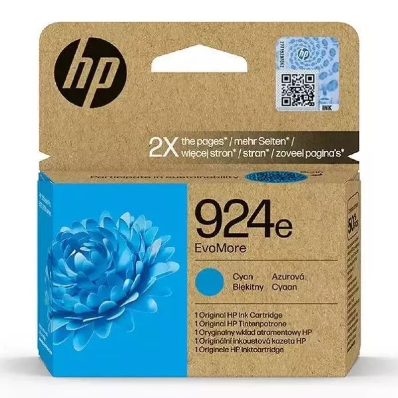 HP 924e EvoMore Cyan originaal tindikassett, suure (XL) tootlikkusega, tsüaan, 1 tk, 800 lehte, üksikpakend