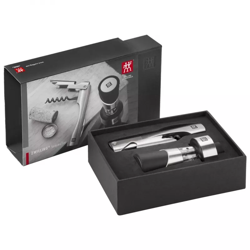 ZWILLING Sommelier veiniriistade komplekt — ristkülikukujuline karp 100×190×42 mm, 2 tk
