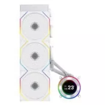 Kõik-ühes vedelikjahuti Lian Li Hydroshift II LCD-C 360TL — 120 mm ventilaatorid, 200–2600 RPM, FDB, valge