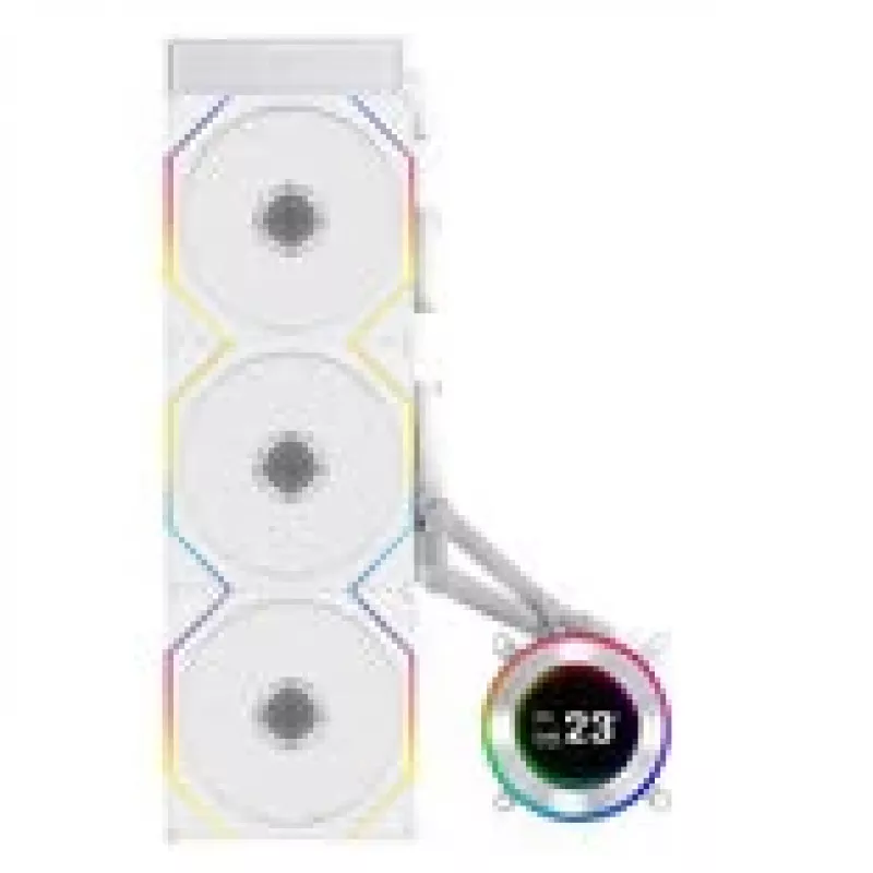 Kõik-ühes vedelikjahuti Lian Li Hydroshift II LCD-C 360TL — 120 mm ventilaatorid, 200–2600 RPM, FDB, valge