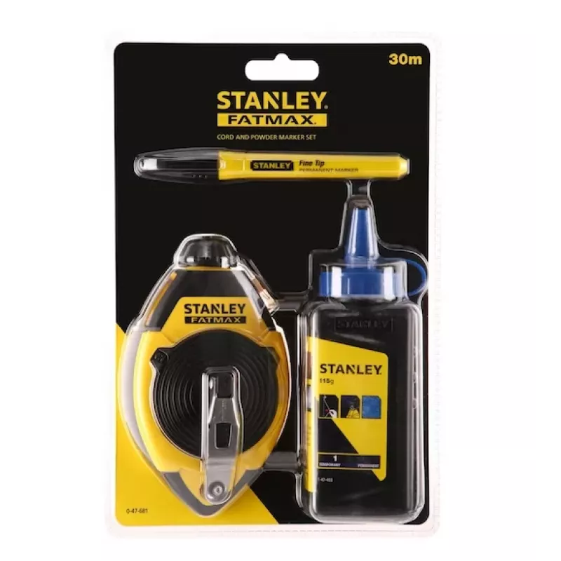 Kriidijoone komplekt STANLEY FATMAX 30 m, plastkorpus, must/kollane (0-47-681)
