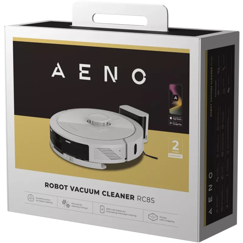 Laserraku robotolmuimeja 5200 mAh akuga, 2-in-1 veepaak ja prügikast, 300 ml prügikast, 300 ml veepaak, imemisvõimsus 4000 Pa