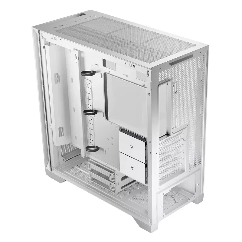 PC-korpus MODECOM VOLCANO EXPANSE S MIDI Tower — valge, microATX, karastatud klaas, USB-C, toetab GPU-d 430 mm