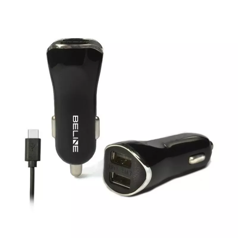 Auto laadija 2xUSB + USB-C 2,1A must