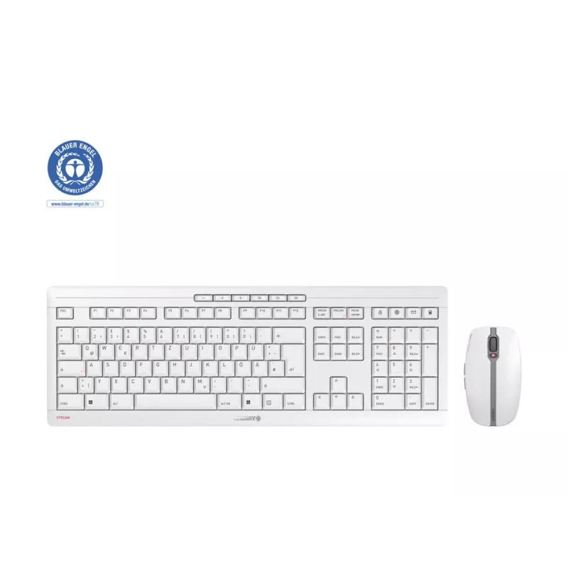 CHERRY Stream lauaarvuti klaviatuur koos hiirega kontor RF Wireless QWERTZ saksa valge