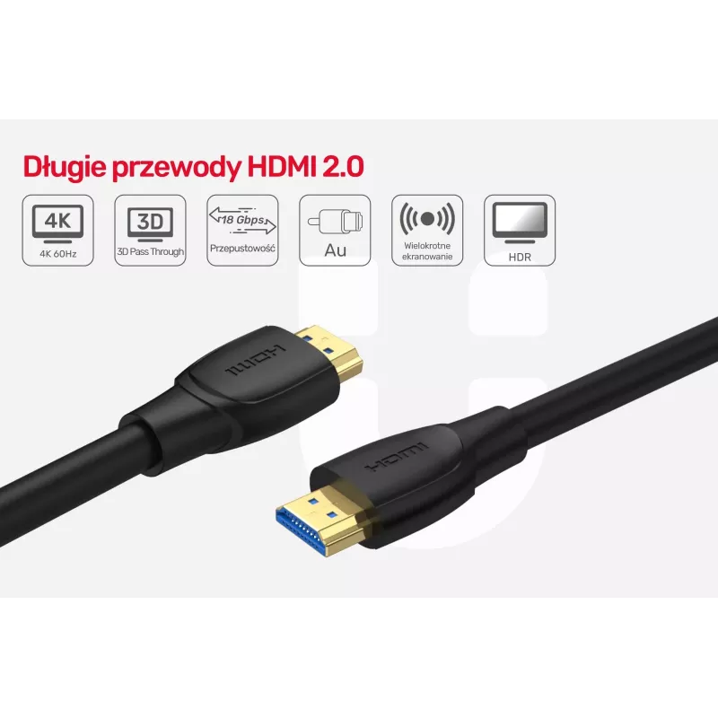 Unitek HDMI 2.0 kaabel, 4K 60Hz, C11068BK, 7M