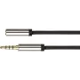 Audio Verlängerungskabel High-Quality, 4-poliger 3,5mm Klinkenstecker an Klinkenbuchse, Textilmantel, schwarz, 1m, PYTHON® Series (GC-M0237)