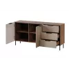 Kummut cama meble ALMERA 156×42×75 cm, pähkel/kašmiir, 3 sahtlit, puitlaastplaat