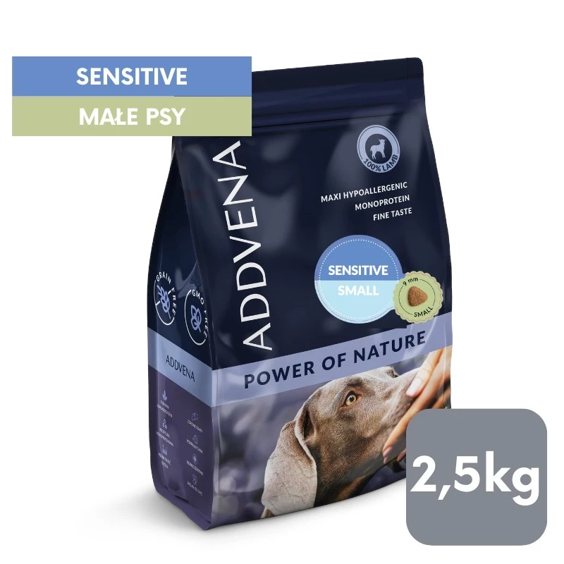 ADDVENA Power of Nature Adult Sensitive Small Lamb - kuiv koeratoit - 2,5 kg