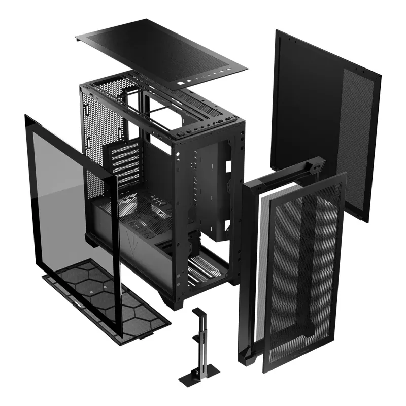 PC Case MODECOM VOLCANO EXPANSE S MIDI Must — karastatud klaas, USB-C, toetab micro ATX, GPU kuni 430 mm