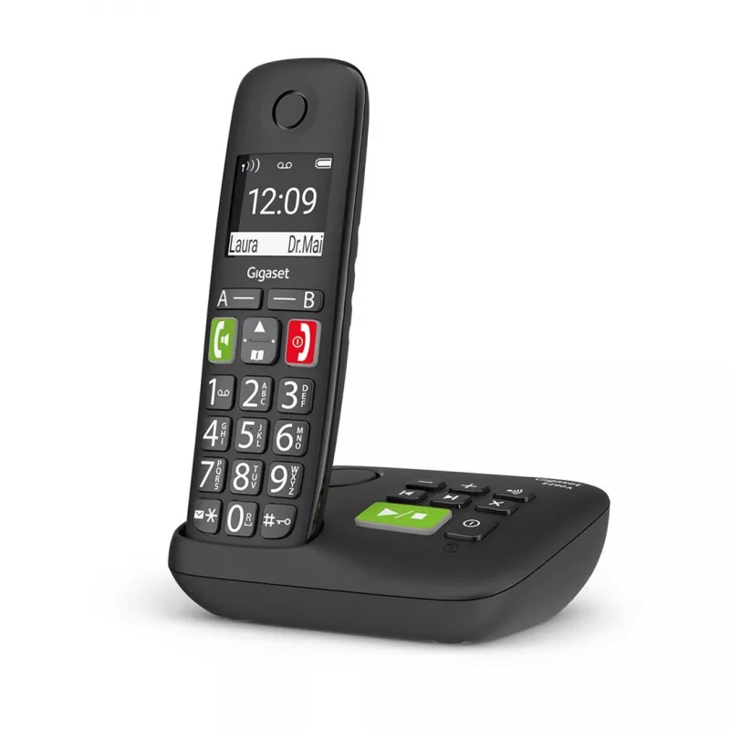 Gigaset E290A analoog-/DECT-telefon helistaja ID-ga must