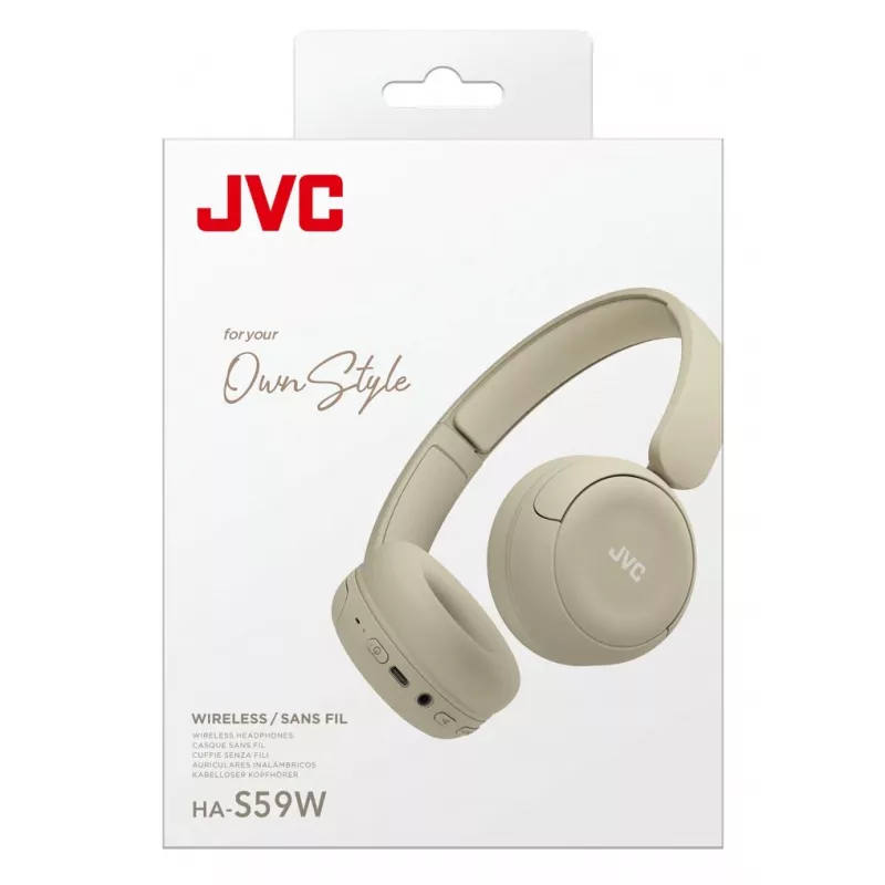 JVC HA-S59W Peakomplekt Juhtmega ja juhtmevaba Peapael Muusika/Igapäevane USB USB-C Bluetooth Beež