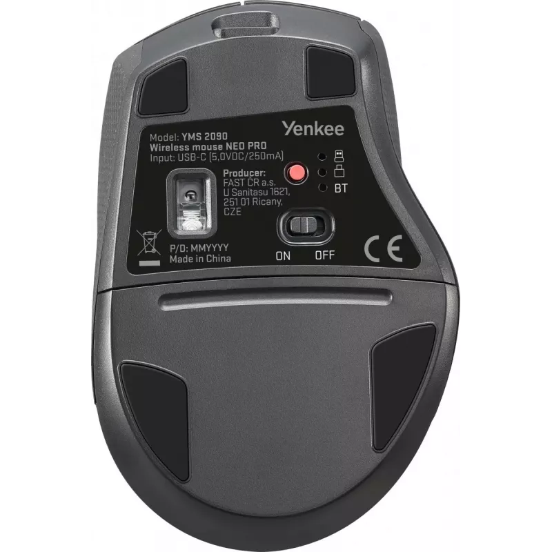 YENKEE YMS2090 NEO PRO kahe ühendusviisiga juhtmevaba hiir, Bluetooth + USB A/C, laetav
