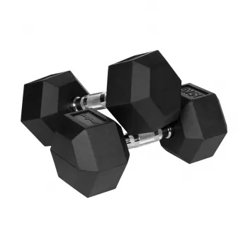 Hantel Rebel Active Hex kummikattega 15 kg — üks kuuskant-hantel, kompaktne käepide