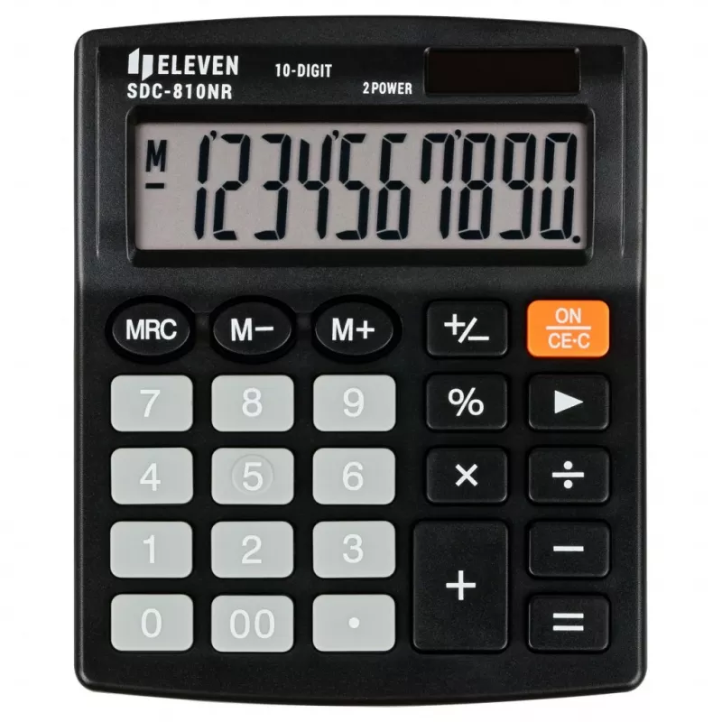 ELEVEN kalkulaator kontorisse SDC-810NR 10-kohaline ekraan, kahe toiteallikaga, must