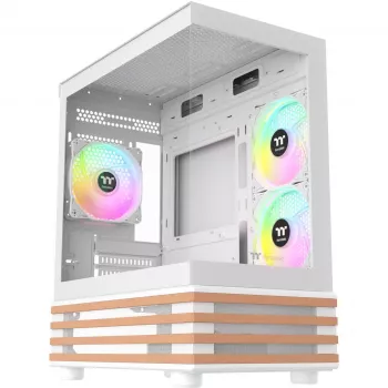 PC Micro Tower korpus THERMALTAKE View 170 WS ARGB Snow — Micro ATX, valge, 2x120mm küljel, 1x120mm taga, toiteplokk all, toetab 2.5 tolli/3.5 tolli