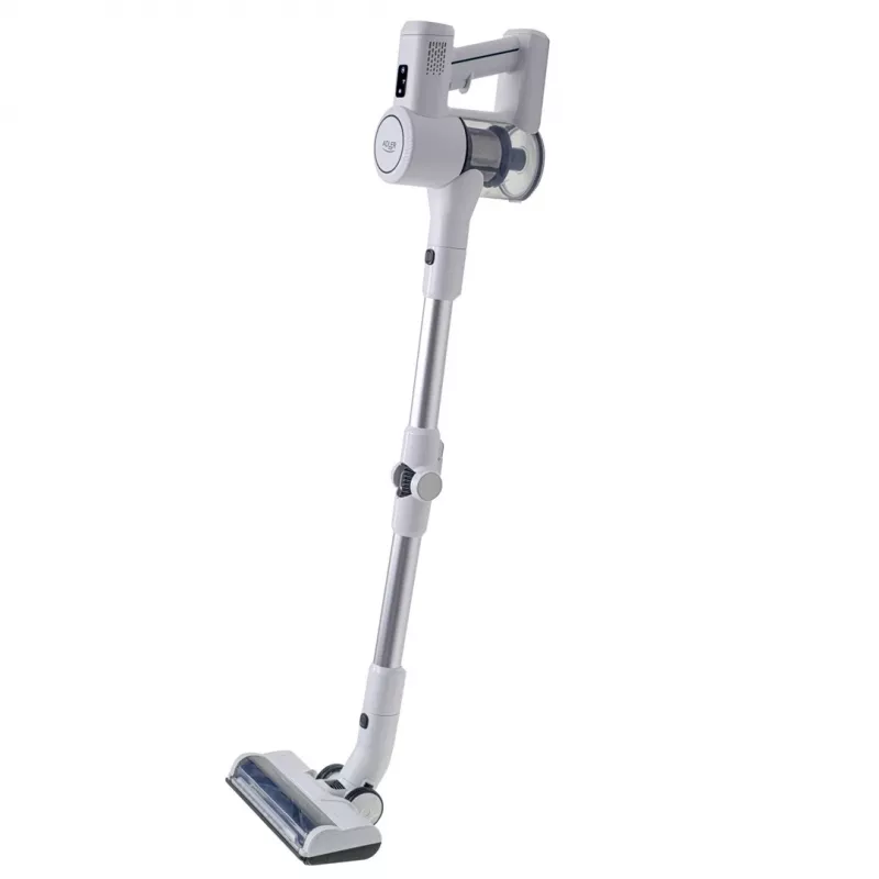Juhtmeta tolmuimeja Adler AD 7060 — 350 W, 22 V aku, kuni 35 min tööaeg, 16000 Pa imemisvõimsus, kotita, valge