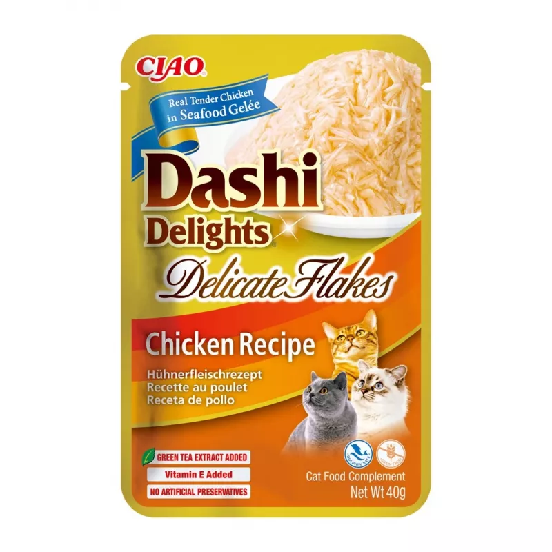 Märg kassimaius INABA Dashi Delights Delicate Flakes Chicken 40 g — dieet, 86% niiskus, 12% valk