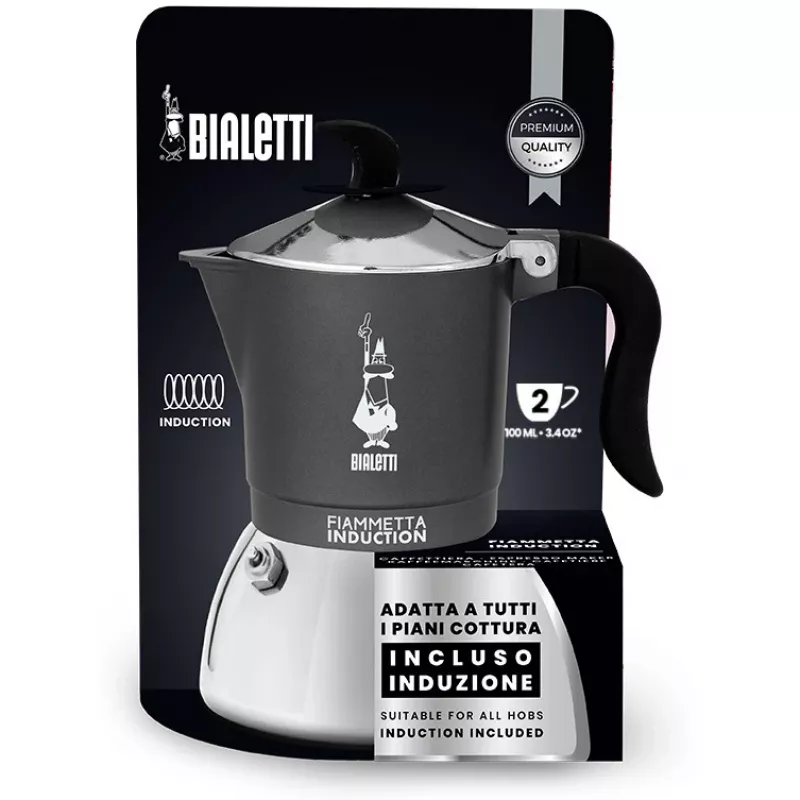 Pliidiplaadil kasutatav induktsioonkohvimasin BIALETTI FIAMMETTA 2 tassi, hall
