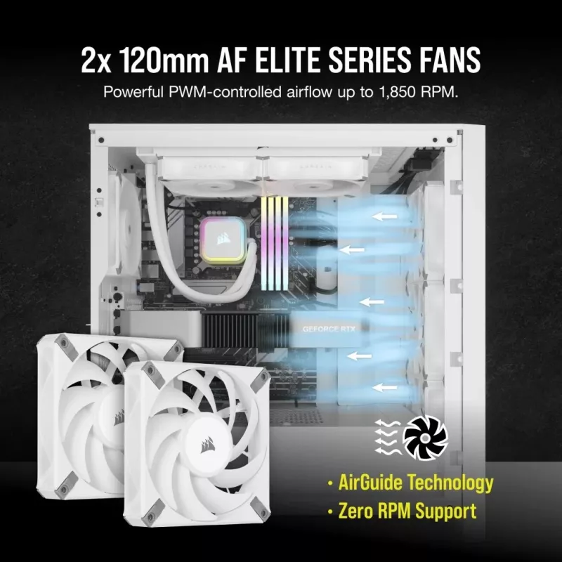 CORSAIR iCUE H100i RGB ELITE protsessori vedelikjahutussüsteem 1-pakk valge 120 mm