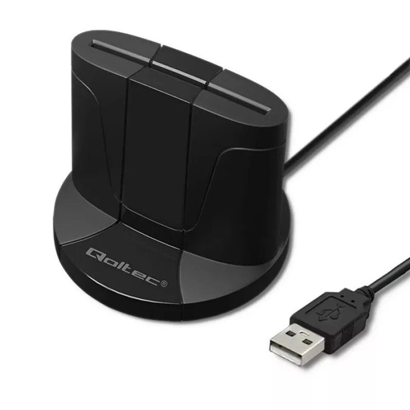 Smart Card Reader Qoltec 50632 USB 2.0 Must 1m kaabel