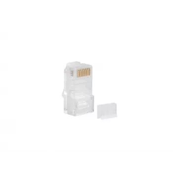 LANBERG RJ-45 juhtmepistik PLU-6000 Cat6 U/UTP kaablitele, läbipaistev/valge, 100 tk pakend