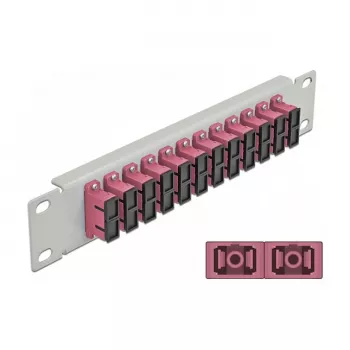 Kiudoptiline patch-paneel DeLOCK 10-tolline 12-port SC dupleks violetne 1U hall