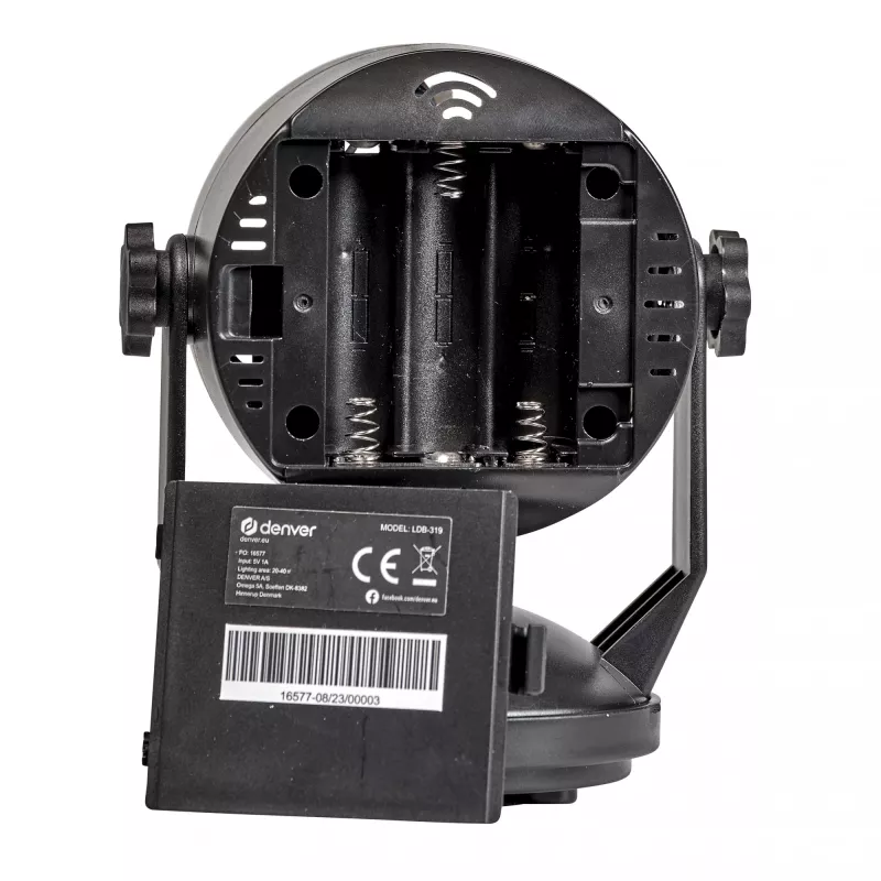 LED-disko valgusefekt DENVER LDB-319 — kompaktne LED-pidutuli, mudel 117220200040
